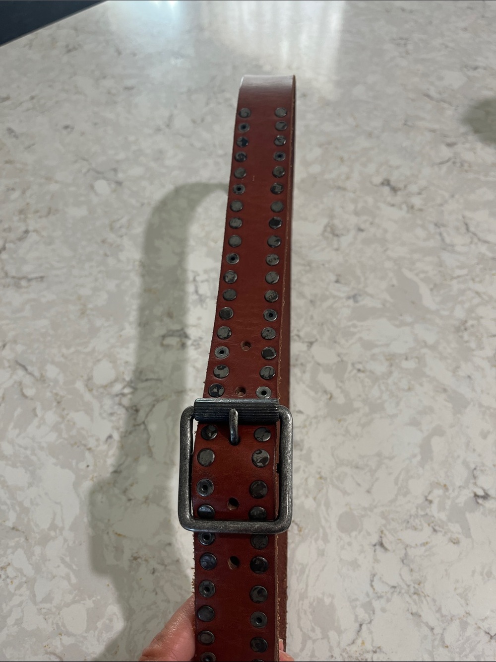 Studded Brown Leather Men’s Belt